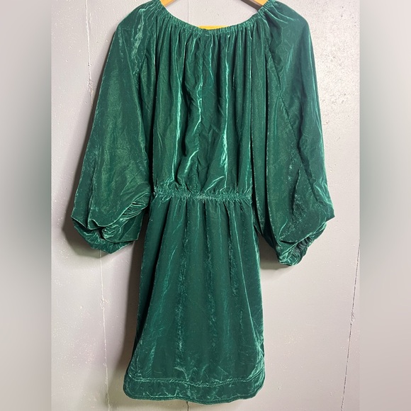 FREE PEOPLE PORTIA EMERALD GREEN VELVET DRESS XL - Picture 4 of 9